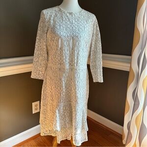Ralph Lauren Cream Lace 3/4 Sleeve Dress - lined